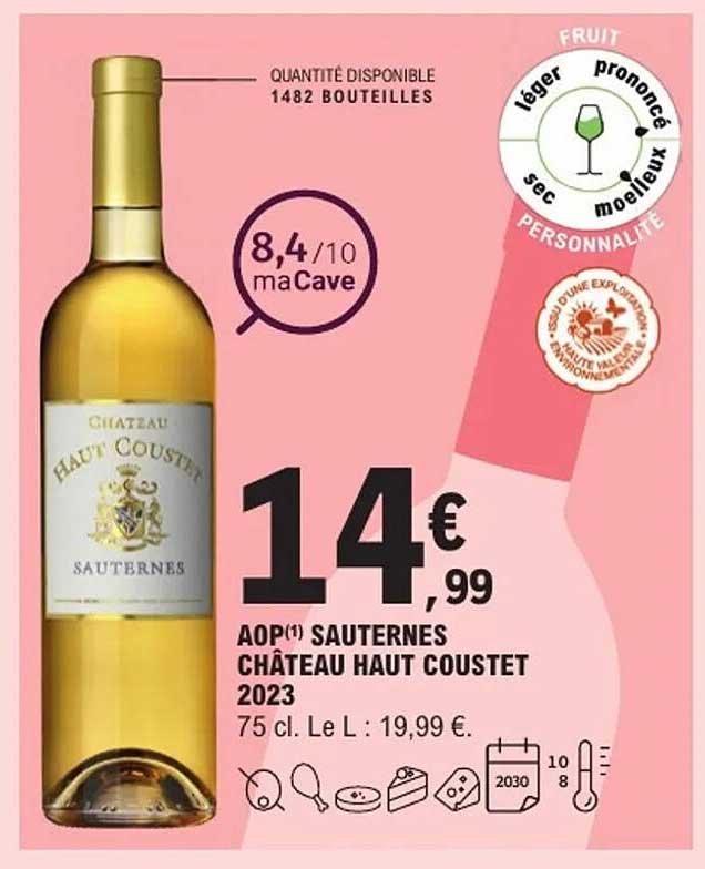 AOP Sauternes Château Haut Coustet 2023