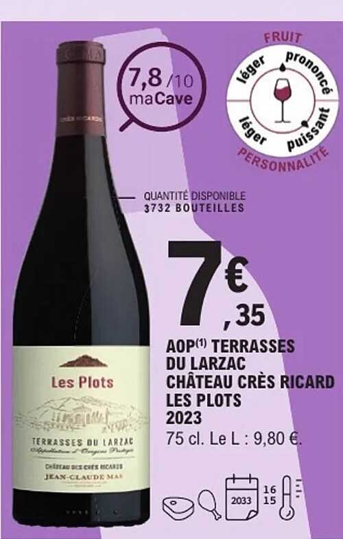 AOP Terrasses du Larzac Château Crès Ricard Les Plots 2023