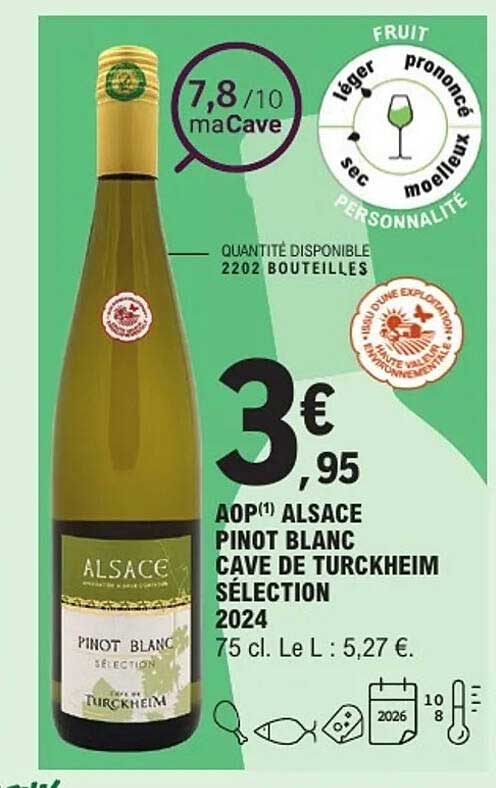 AOP(1) ALSACE PINOT BLANC CAVE DE TURCKHEIM SÉLECTION 2024