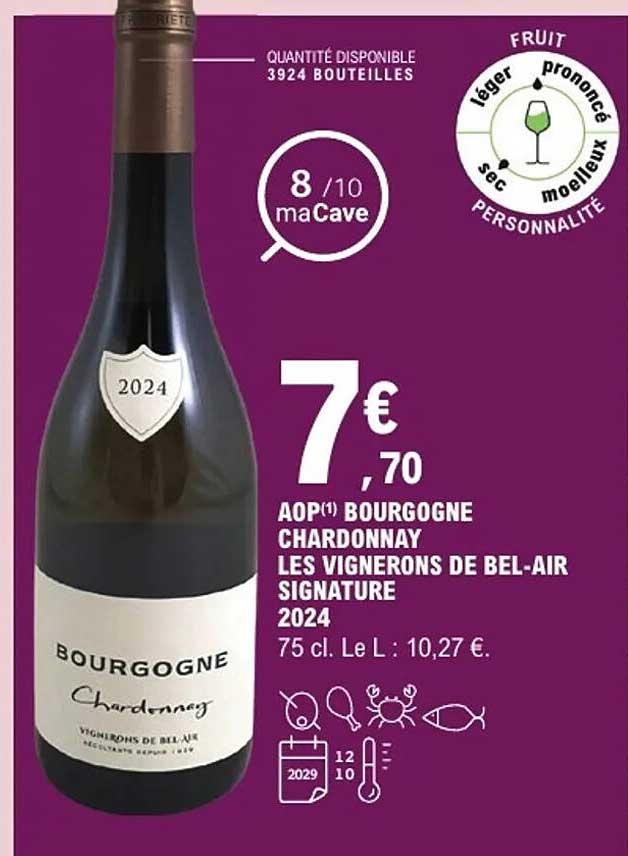 AOP(1) BOURGOGNE CHARDONNAY LES VIGNERONS DE BEL-AIR SIGNATURE 2024