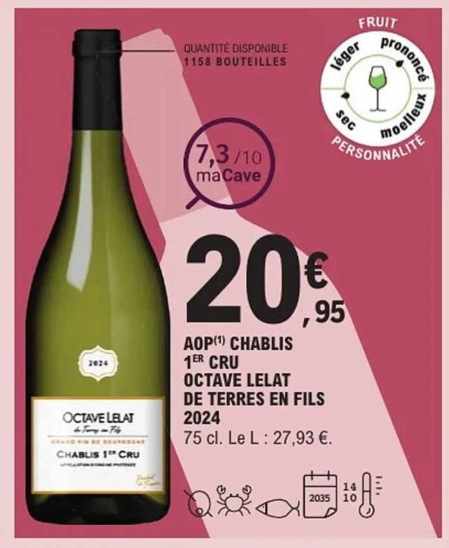 AOP(1) CHABLIS 1ER CRU OCTAVE LELAT DE TERRES EN FILS 2024