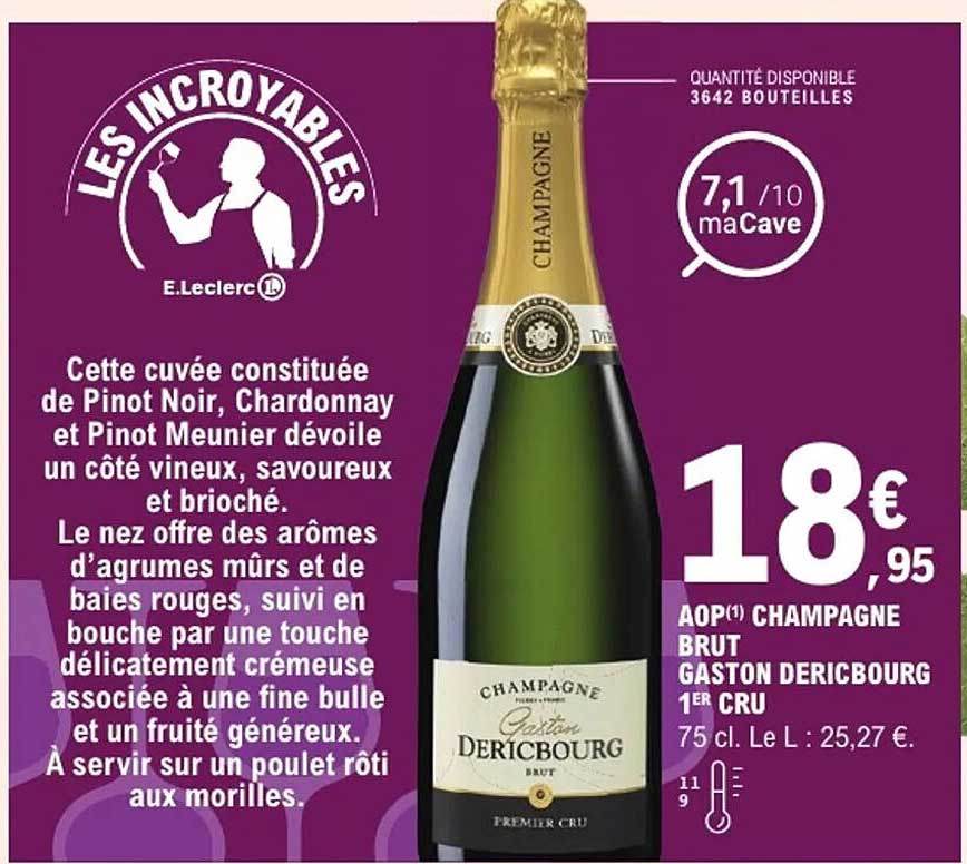 AOP(1) CHAMPAGNE BRUT GASTON DERICBOURG 1ER CRU