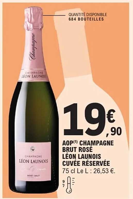 AOP(1) CHAMPAGNE BRUT ROSÉ LÉON LAUNOIS CUVÉE RÉSERVÉE