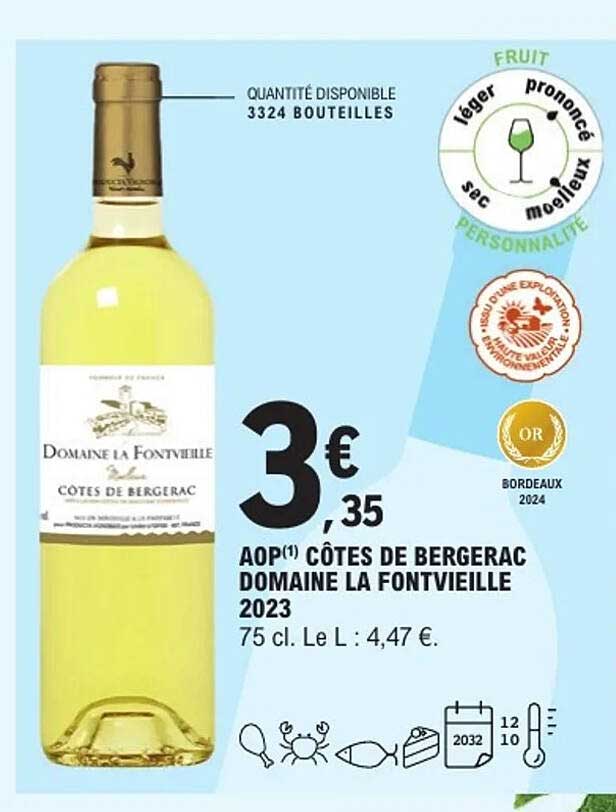 AOP(1) CÔTES DE BERGERAC DOMAINE LA FONTVIEILLE 2023