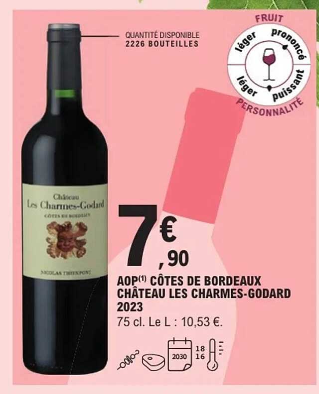 AOP(1) CÔTES DE BORDEAUX CHÂTEAU LES CHARMES-GODARD 2023
