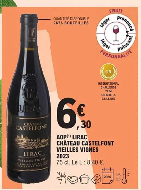 AOP(1) LIRAC CHÂTEAU CASTELFONT VIEILLES VIGNES 2023