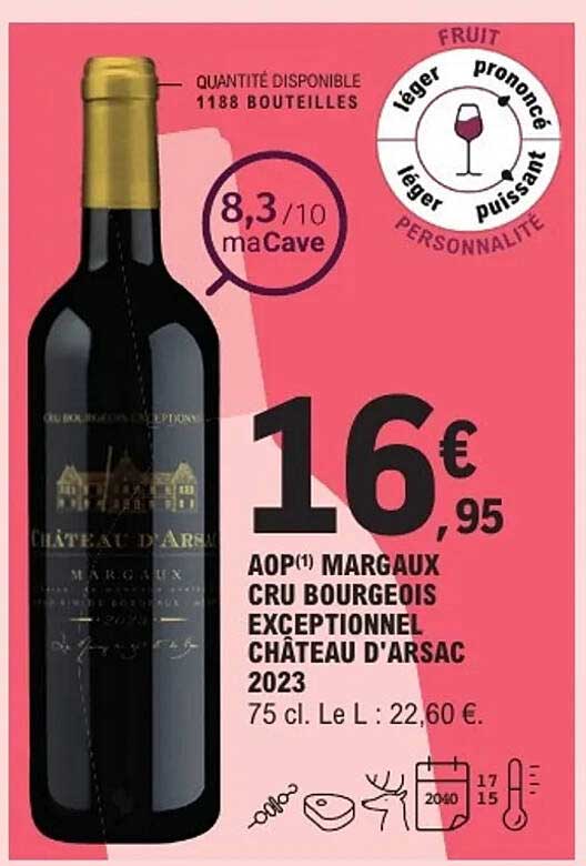 AOP(1) MARGAUX CRU BOURGEOIS EXCEPTIONNEL CHÂTEAU D'ARSAC 2023