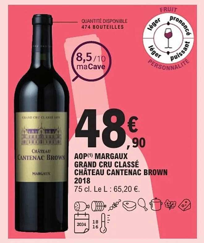 AOP(1) MARGAUX GRAND CRU CLASSÉ CHÂTEAU CANTENAC BROWN 2018