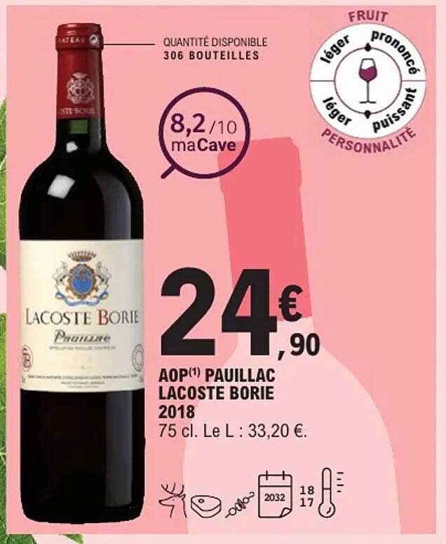 AOP(1) PAUILLAC LACOSTE BORIE 2018