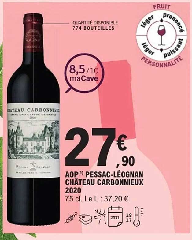 AOP(1) PESSAC-LÉOGNAN CHÂTEAU CARBONNIEUX 2020