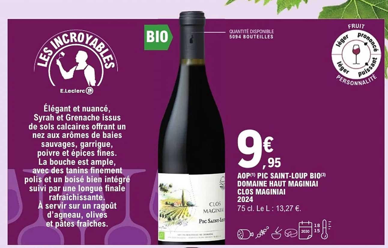 AOP(1) PIC SAINT-LOUP BIO(3) DOMAINE HAUT MAGINIAI CLOS MAGINAI 2024