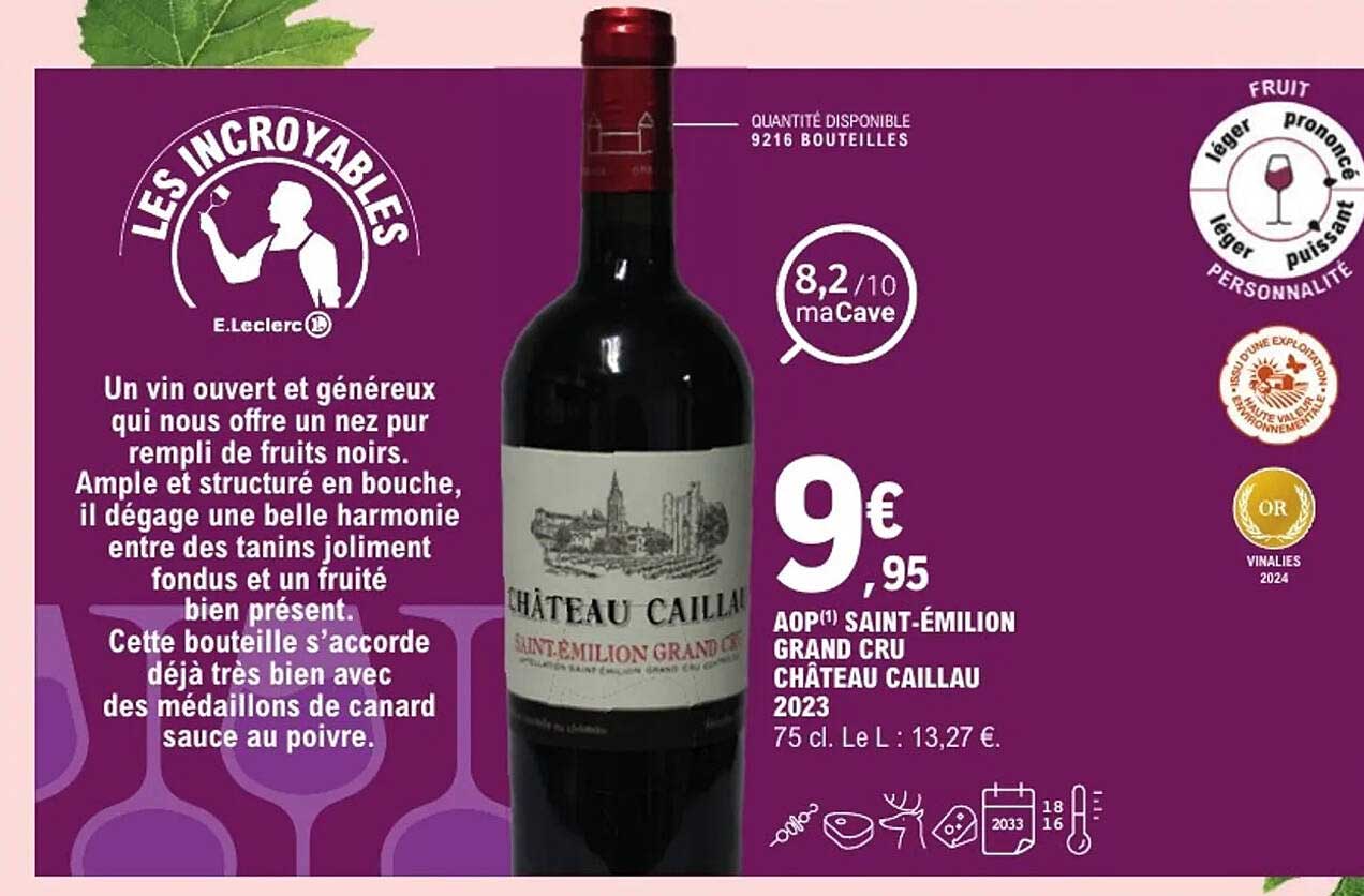 AOP(1) SAINT-ÉMILION GRAND CRU CHÂTEAU CAILLAU 2023