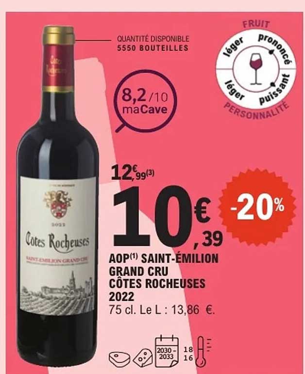 AOP(1) SAINT-ÉMILION GRAND CRU CÔTES ROCHEUSES 2022