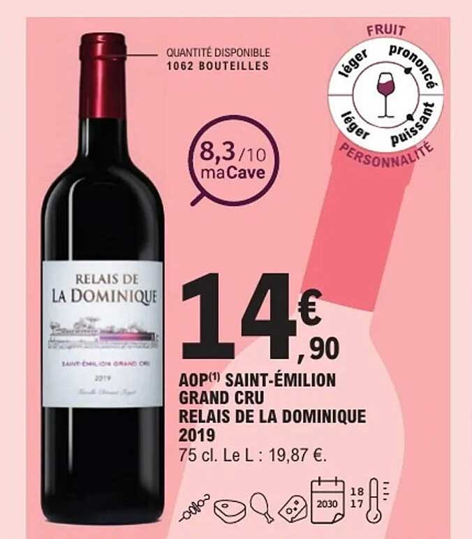 AOP(1) SAINT-ÉMILION GRAND CRU RELAIS DE LA DOMINIQUE 2019
