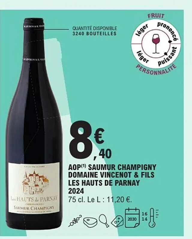 AOP(1) SAUMUR CHAMPIGNY DOMAINE VINCENOT & FILS LES HAUTS DE PARNAY 2024