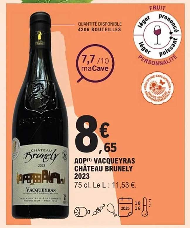 AOP(1) VACQUEYRAS CHÂTEAU BRUNELY 2023