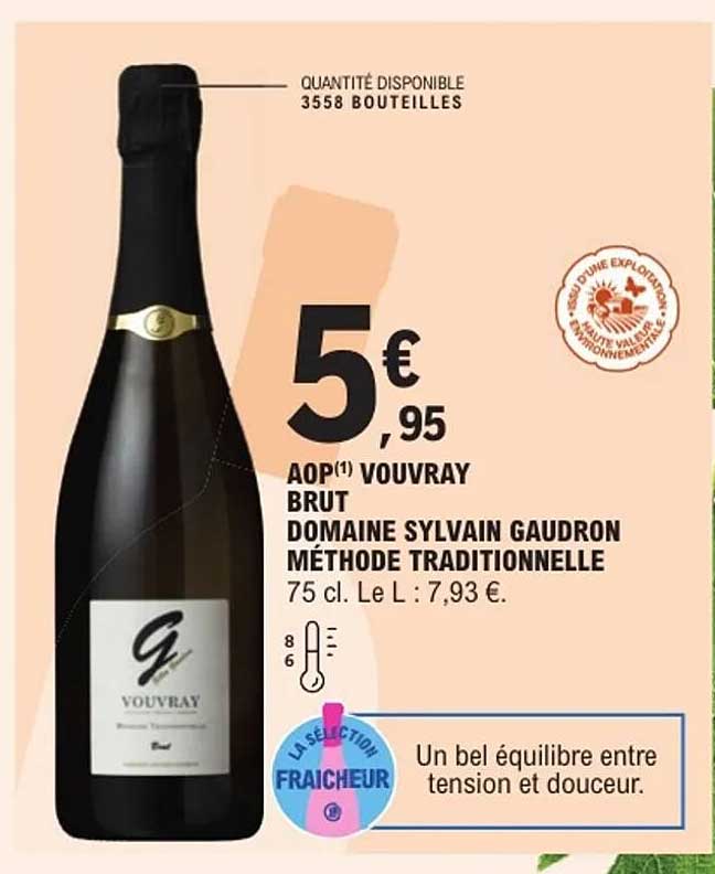 AOP(1) VOUVRAY BRUT DOMAINE SYLVAIN GAUDRON MÉTHODE TRADITIONNELLE