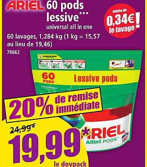 Ariel 60 pods lessive universal all in one