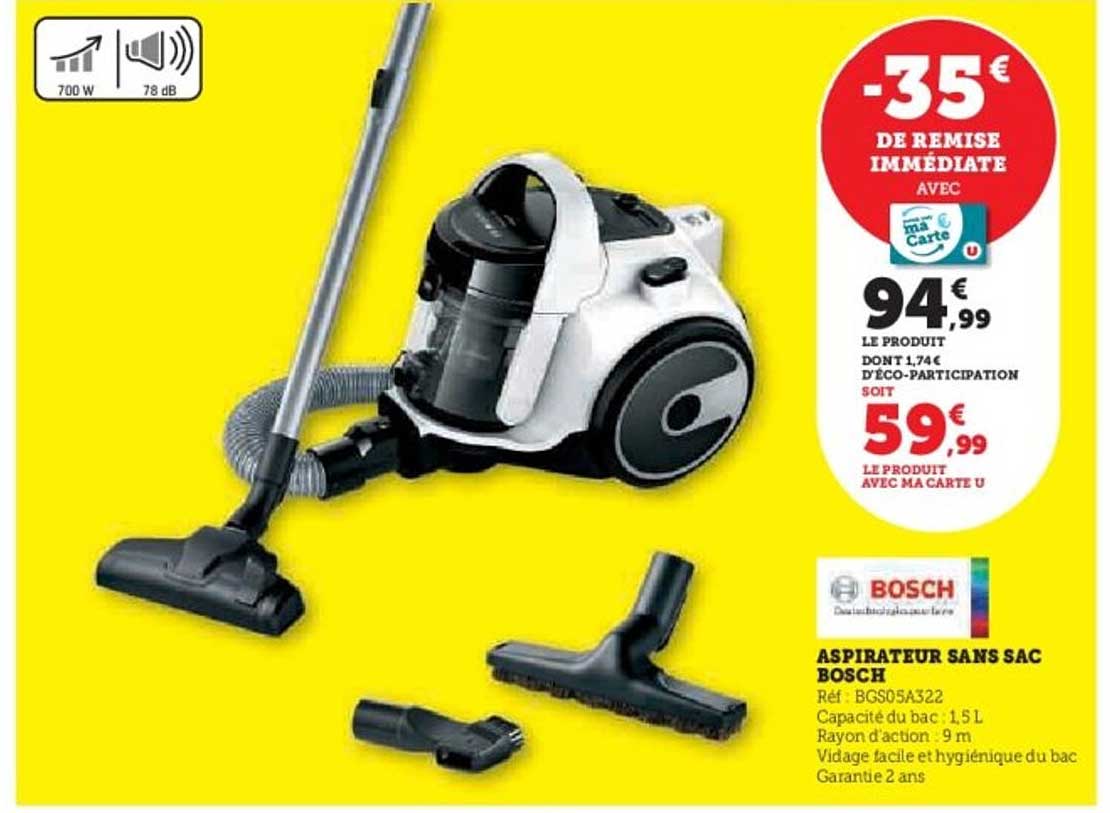 ASPIRATEUR SANS SAC BOSCH