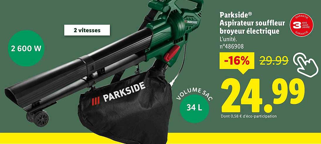 Aspirateur souffleur broyeur électrique Parkside