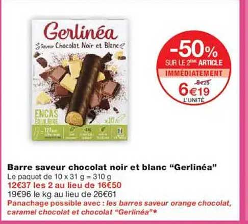 Barre saveur chocolat noir et blanc “Gerlinéa”