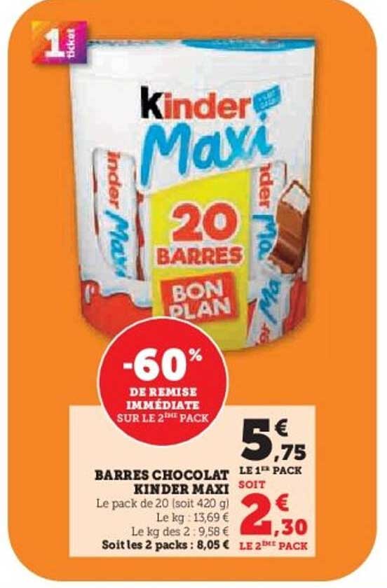 BARRES CHOCOLAT KINDER MAXI