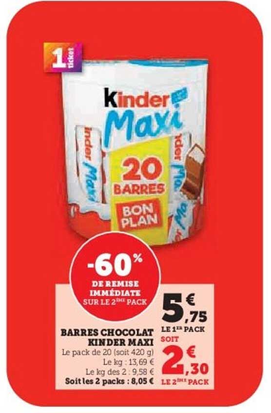 BARRES CHOCOLAT KINDER MAXI
