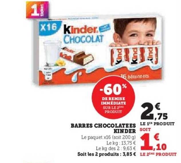 BARRES CHOCOLATEES KINDER