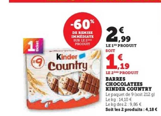 BARRES CHOCOLATEES KINDER COUNTRY