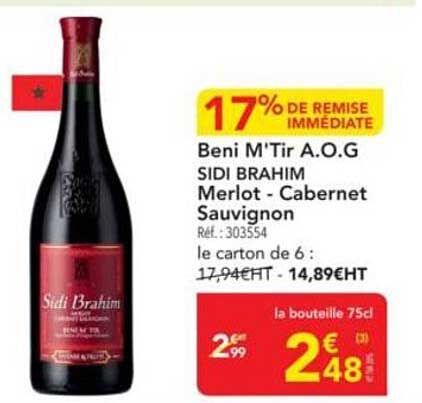 Beni M'Tir A.O.G SIDI BRAHIM Merlot - Cabernet Sauvignon