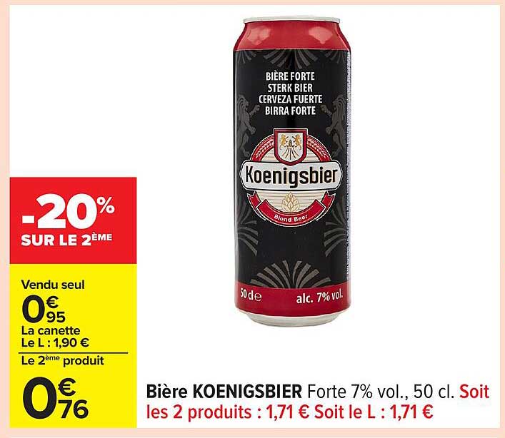 Bière KOENIGSBIER Forte 7% vol., 50 cl.