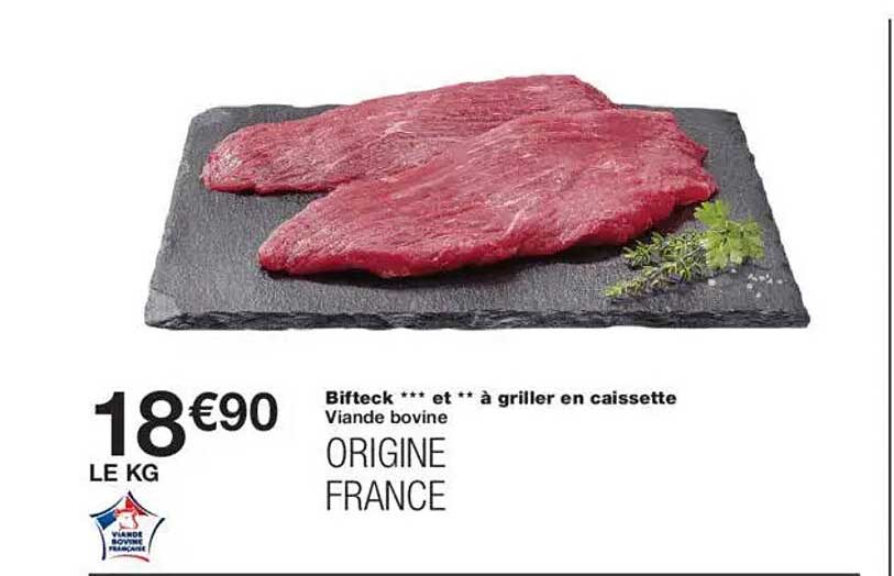 Bifteck *** et ** à griller en caissette