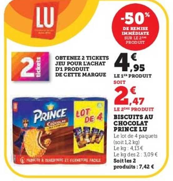 BISCUITS AU CHOCOLAT PRINCE LU
