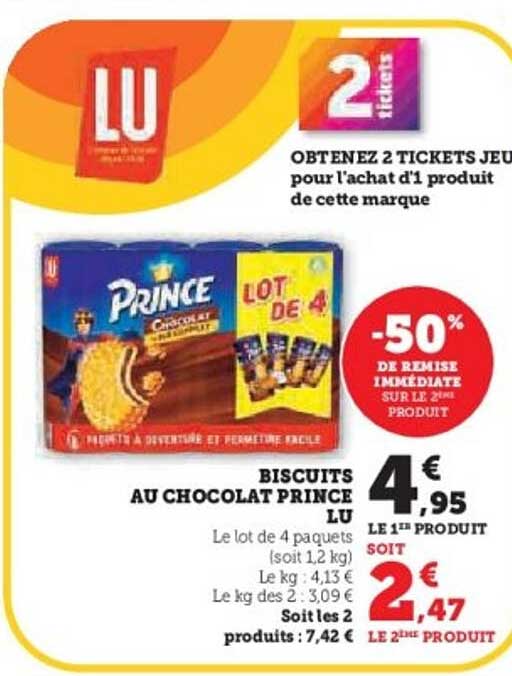 BISCUITS AU CHOCOLAT PRINCE LU