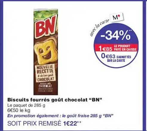 Biscuits fourrés goût chocolat “BN”