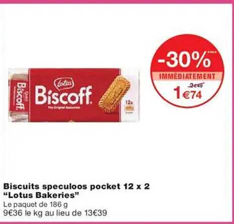 Biscuits speculoos pocket 12 x 2 "Lotus Bakeries"