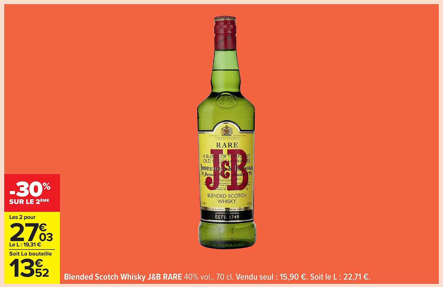 Blended Scotch Whisky J&B RARE 40% vol., 70 cl