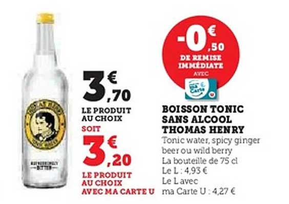BOISSON TONIC SANS ALCOOL THOMAS HENRY