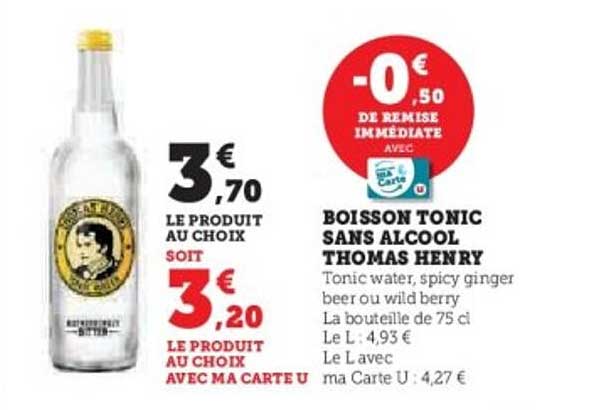 BOISSON TONIC SANS ALCOOL THOMAS HENRY