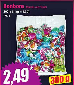 Bonbons fourrés aux fruits
