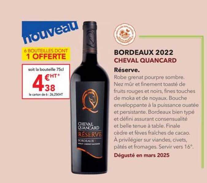 BORDEAUX 2022 CHEVAL QUANCARD Réserve.