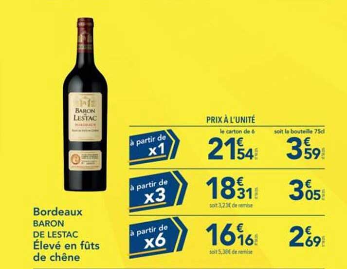 Bordeaux BARON DE LESTAC Élevé en fûts de chêne