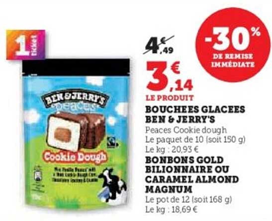 BOUCHES GLACEES BEN & JERRY'S Peaces Cookie dough