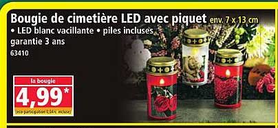 Bougie de cimetière LED avec piquet