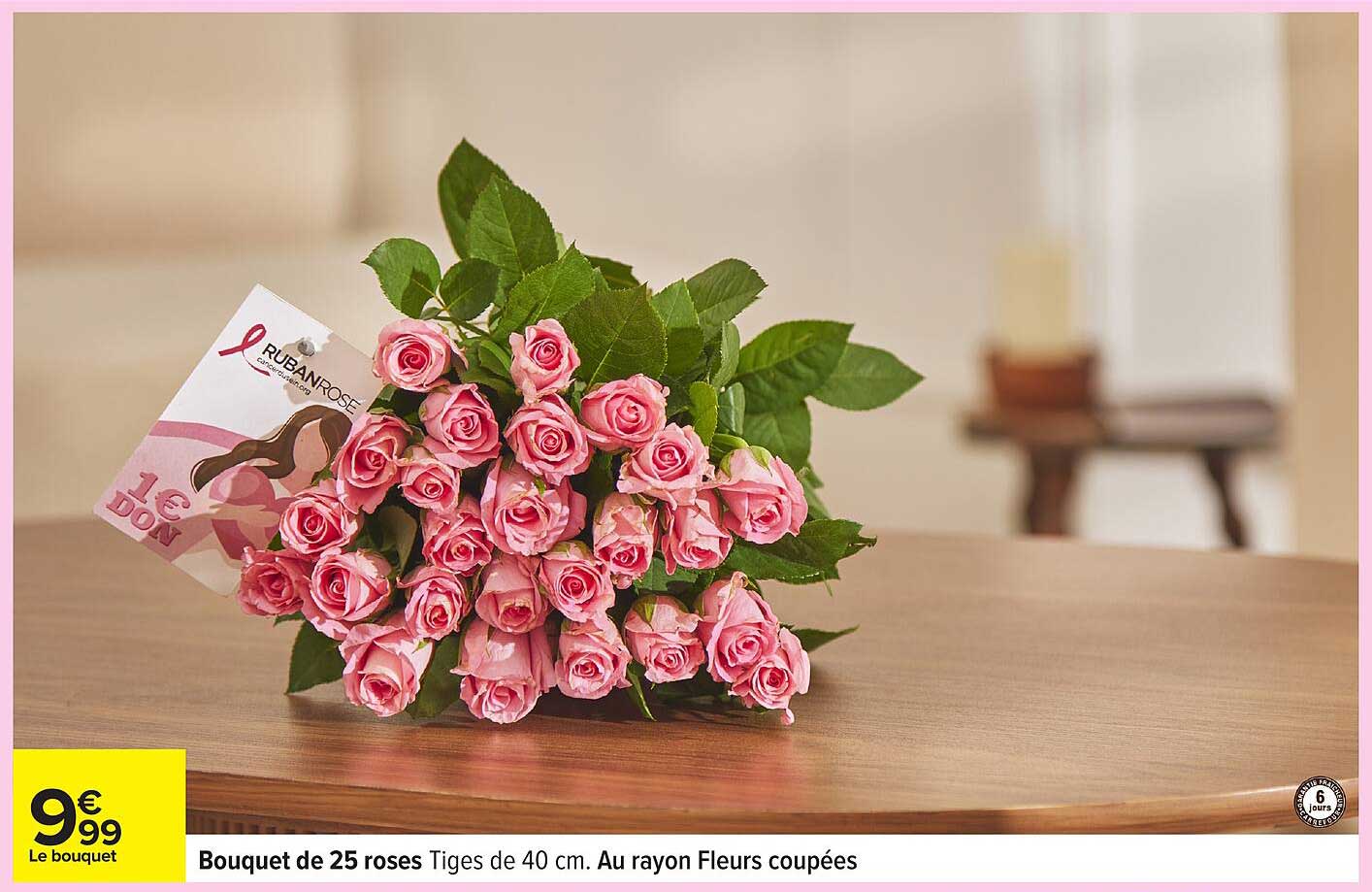 Bouquet de 25 roses Tiges de 40 cm. Au rayon Fleurs coupées