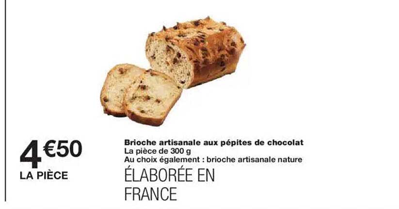 Brioche artisanale aux pépites de chocolat