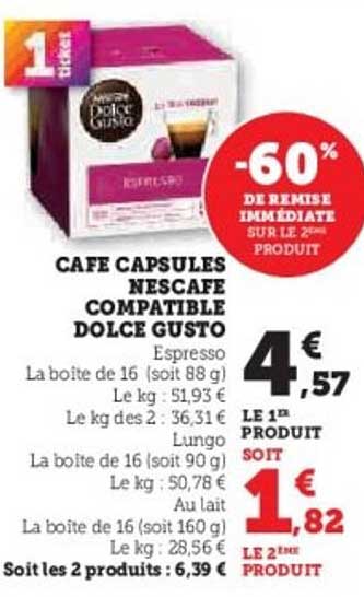 CAFE CAPSULES NESCAFE COMPATIBLE DOLCE GUSTO
