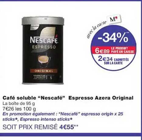 Café soluble “Nescafé” Espresso Azera Original