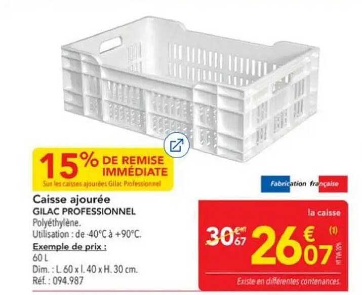 Caisse ajourée GILAC PROFESSIONNEL