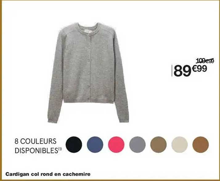 Cardigan col rond en cachemire
